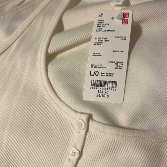 NWT Uniqlo Ribbed Henley tank top - Picture 2 of 2